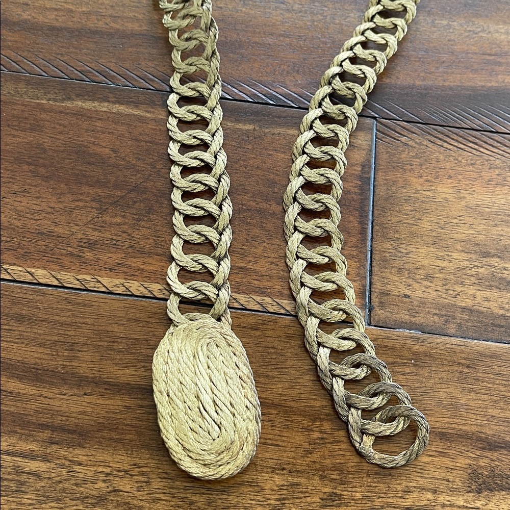 Vintage 50s 60s Braided Wire Metal Rope Chain Link gold tone metallic Belt 34 L - Picture 17 of 17